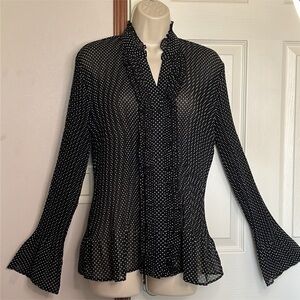 Apt. 9 Black and White Polka Dot Shear Blouse